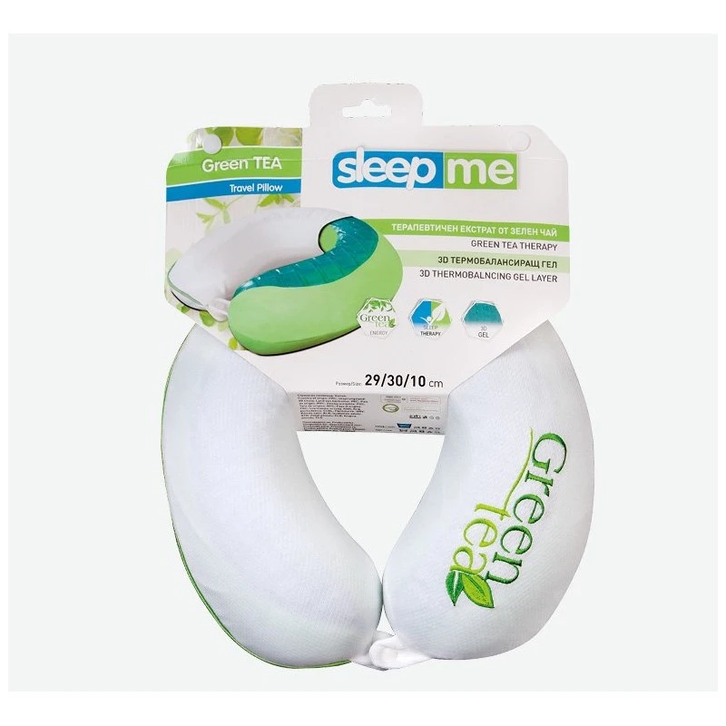 Възглавница SleepMe Travel Memory, Green Tea, За пътуване 29x30x10 см